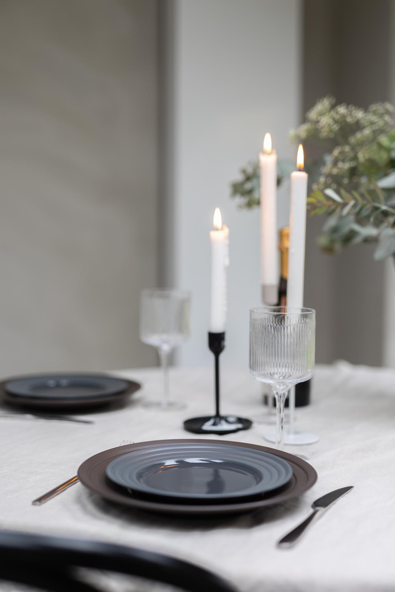 Long table set with minimalist place settings
